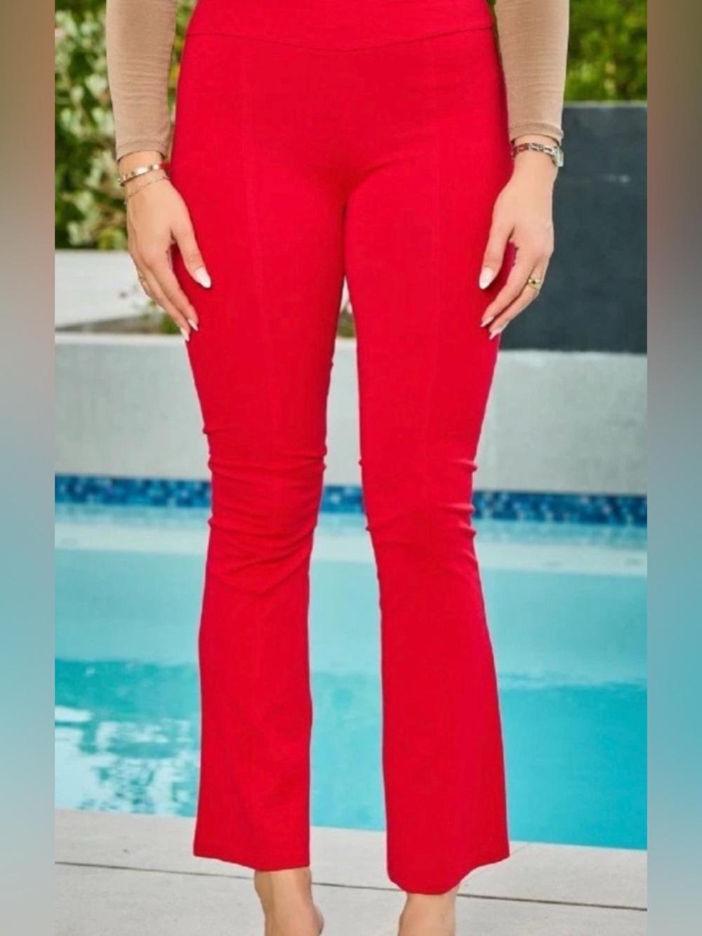 Dear Scarlet Magic Red High-Waist Flare Pants